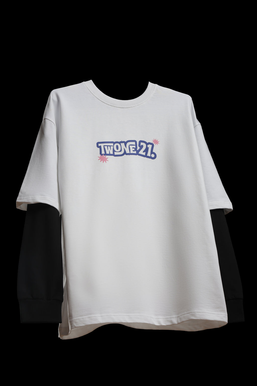 White With Black Sleeve Oversized Tee Unisex