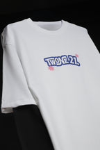 White With Black Sleeve Oversized Tee Unisex