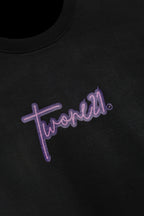 Black With Acidwash Sleeve Oversized Tee Unisex
