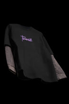 Black With Acidwash Sleeve Oversized Tee Unisex