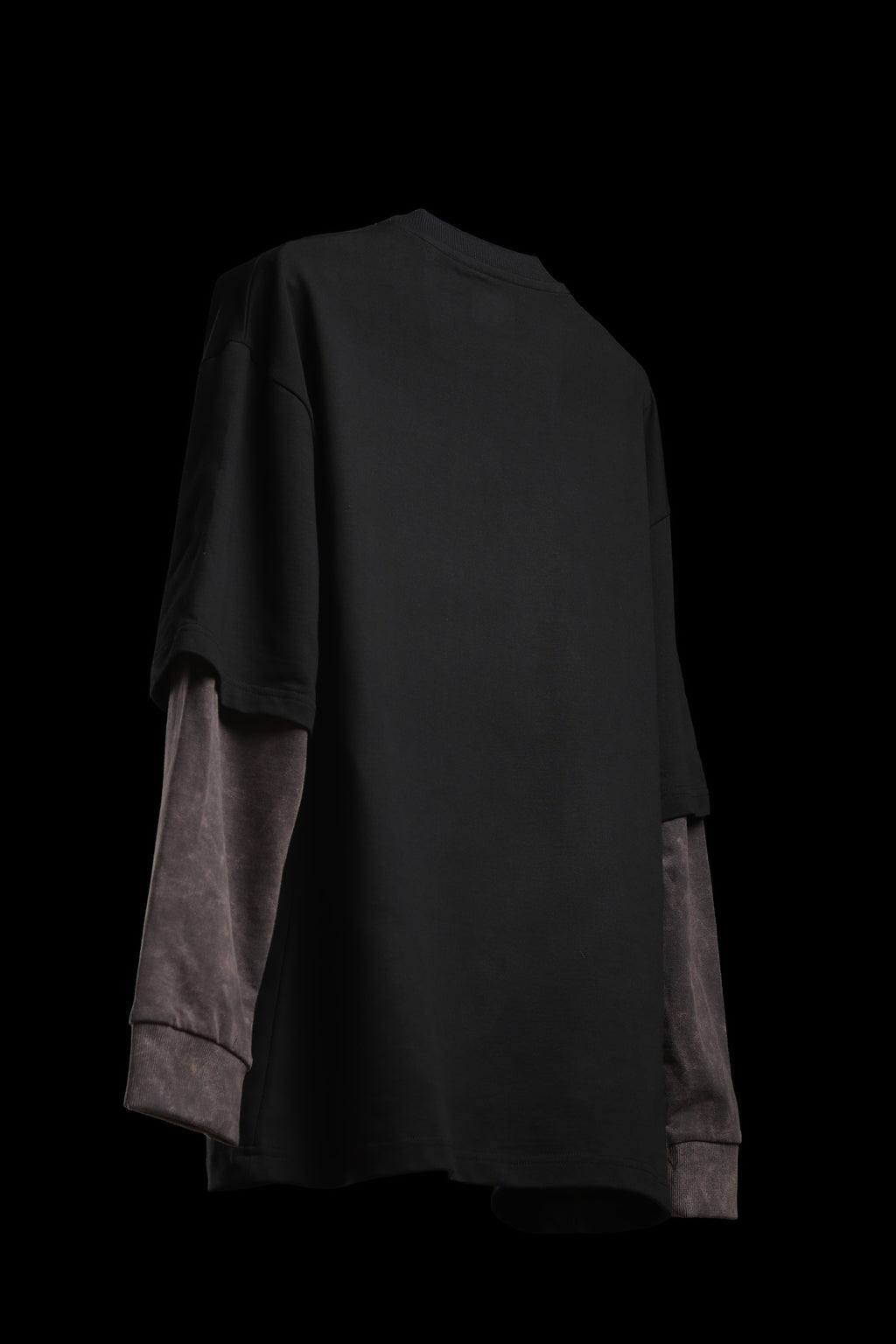 Black With Acidwash Sleeve Oversized Tee Unisex