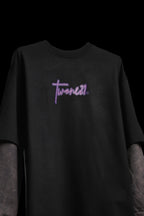 Black With Acidwash Sleeve Oversized Tee Unisex