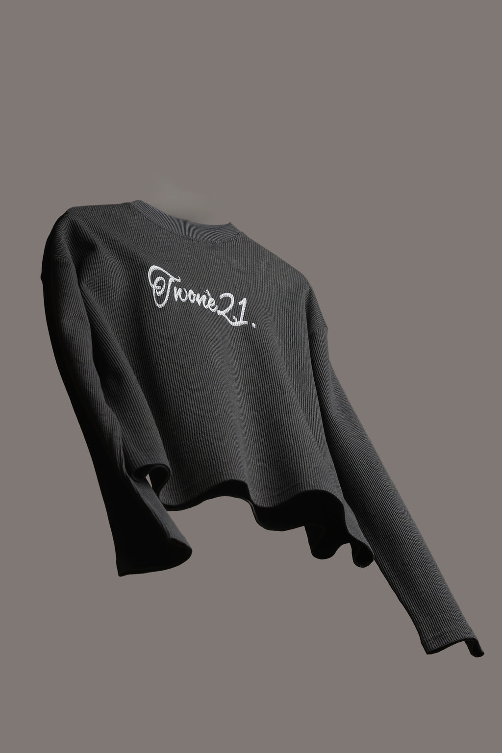 Black waffle knit oversized Tee Unisex