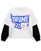White With Black Sleeve Oversized Tee Unisex
